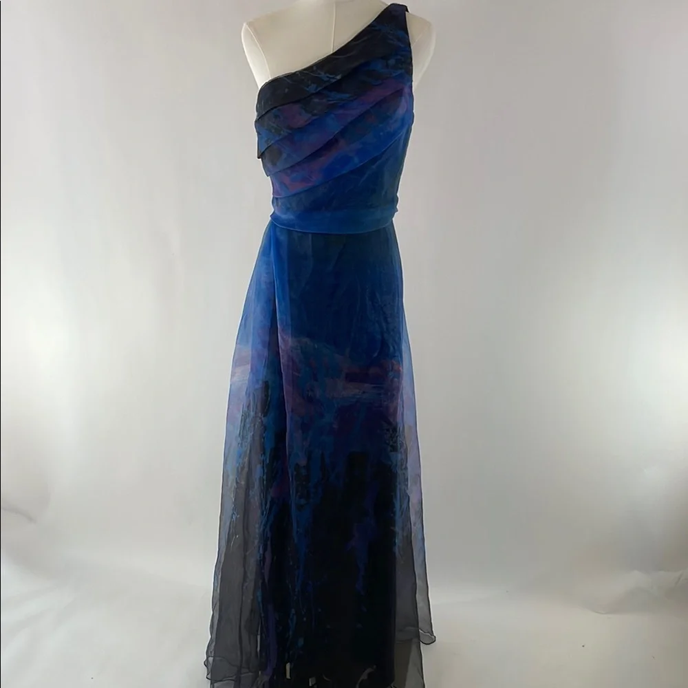 Rene Ruiz Blue Organza Gown, Size 4 - Picture 13 of 16